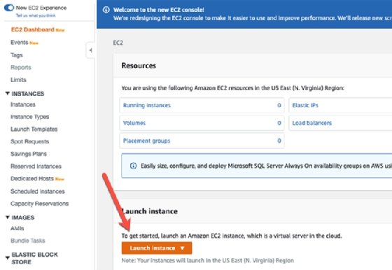 Visual display of where to click the Launch Instance button