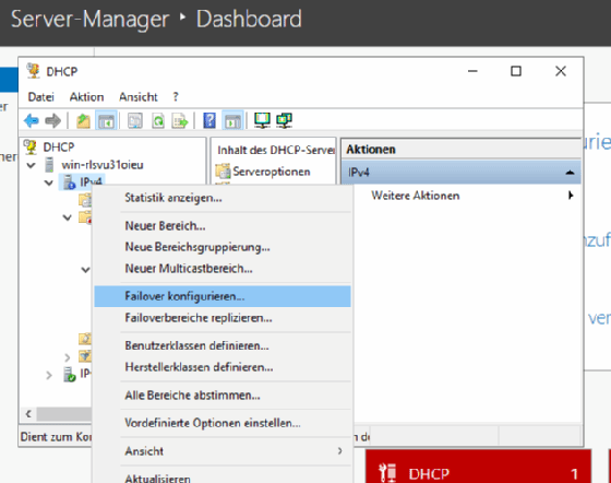 Abbildung 5: Konfiguration von DHCP-Failover.