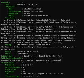 Abbildung 6: Die Verwendung des Parameters ErrorVariable bietet eine flexiblere Möglichkeit, Fehler zu protokollieren, als die Verwendung der Variable $Error, die jeden Fehler in einer Sitzung speichert.
