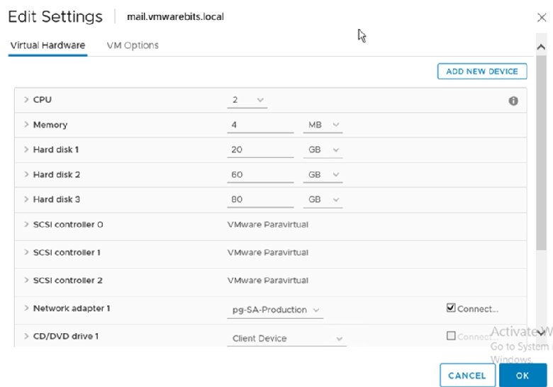 Configure Advanced VM Settings In VSphere 6.7