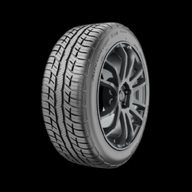 Photo of BFGoodrich tire, on a car, in motion.
