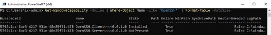 installed OpenSSH features