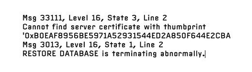 The restore process fails due to encryption