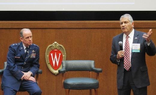 David Cagigal, CIO for the state of Wisconsin, and Maj. Gen. Donald Dunbar, who heads the state's emergency management efforts, spoke at the Fusion 2016 CEO-CIO Symposium in Madison, Wis., on Thursday.