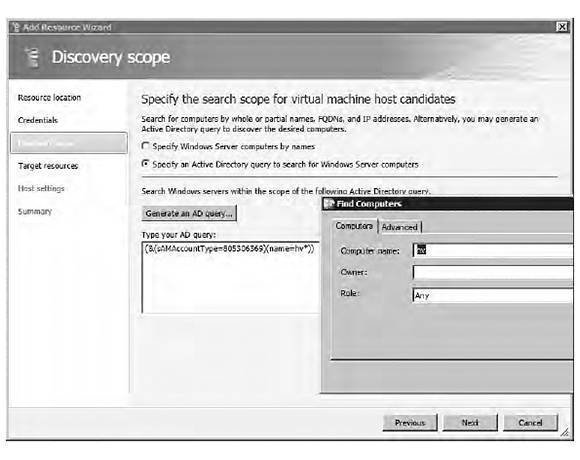 Using an Active Directory query to discover hosts