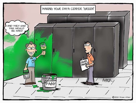 Green data center comic by Kip and Gary