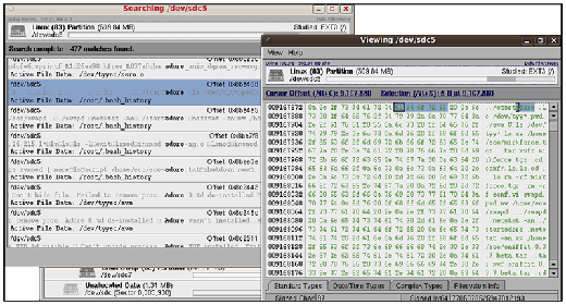 FIGURE 3.18 - Keyword searching for the string “adore” using SMART forensic tool