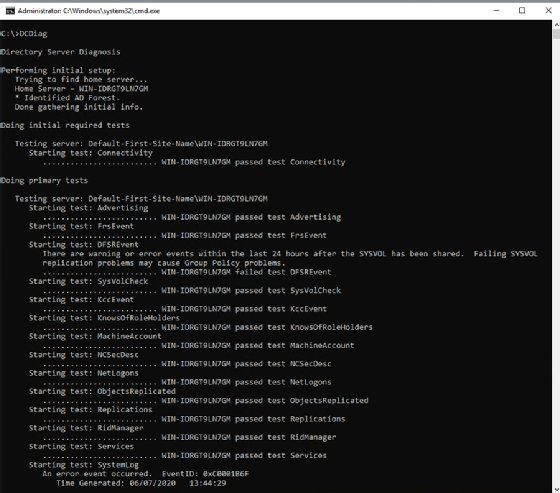 Dcdiag не пройдена проверка dns