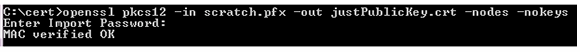 Extracting public key from pfx