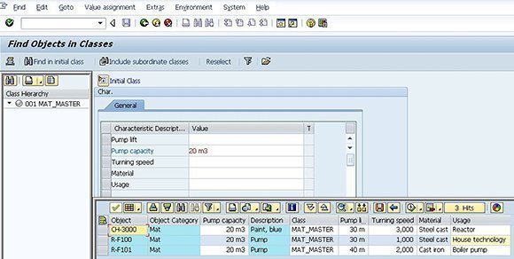  Searching for master data after implementing SAP Classification