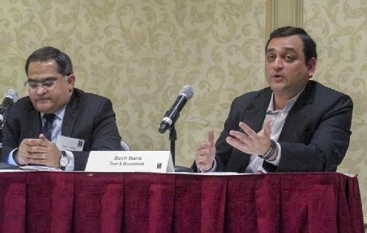 Sach Barot speaks during a panel discussion at the MIT Sloan CFO Summit.