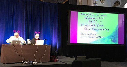 Chet Hendrickson and Ron Jeffries (left to right) opening keynote