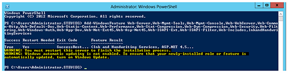 Install Windows Server roles and features with PowerShell.