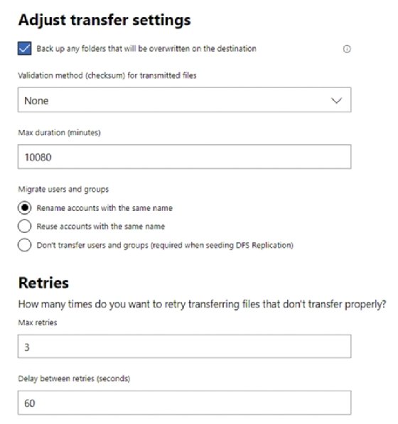 transfer settings
