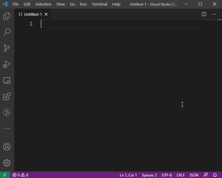 Create an ARM template JSON document in Visual Studio Code.