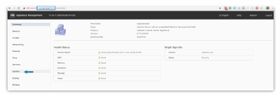 VCSA management interface