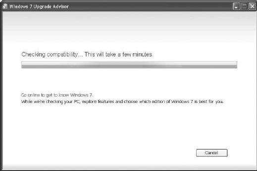 Fig. 3.2 Windows 7 Upgrade Advisor: click the Start check button to check compatibility