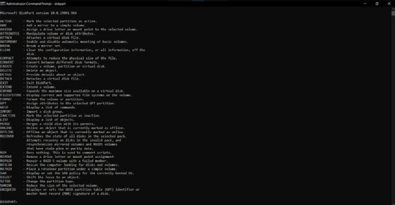 diskpart commands