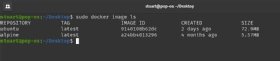 Abbildung 1: Die Liste zeigt die Größen der Images mit Alpine Linux und Ubuntu im Vergleich.
