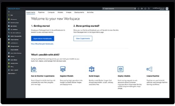 Screenshot of Microsoft Azure Machine Learning.