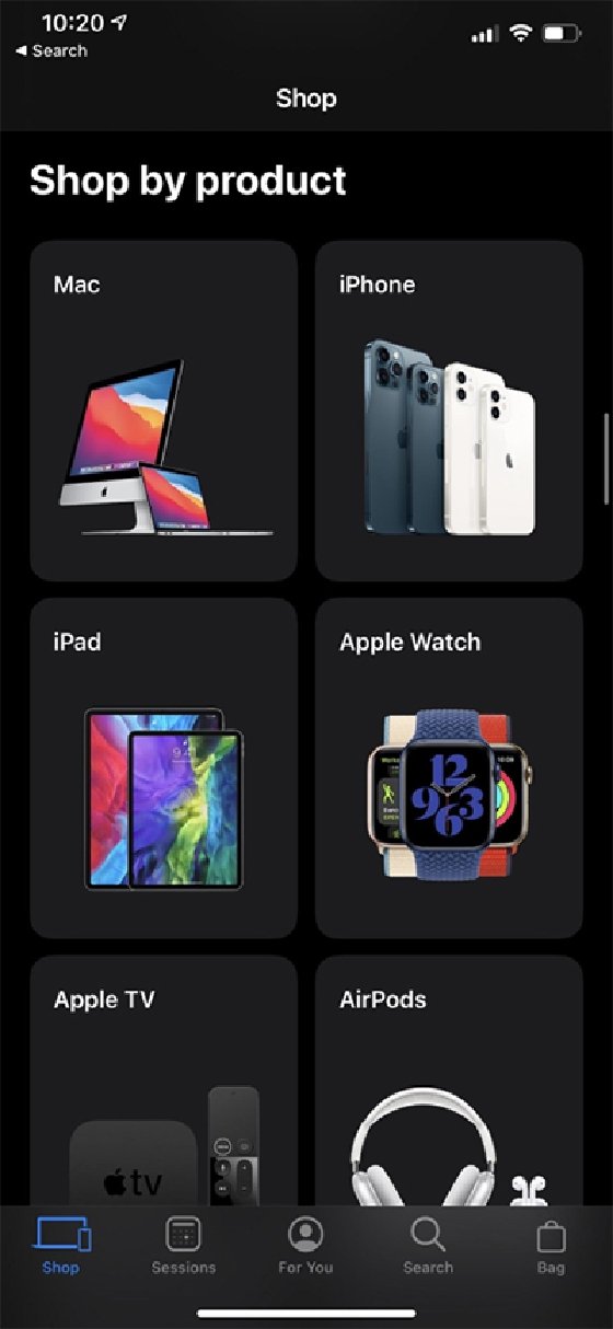Capture d'écran du site de commerce électronique Apple