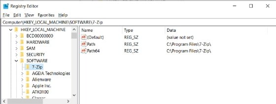 Folders in the Windows registry