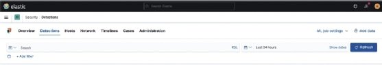 Screenshot of Elastic Stack Security app Detections tab
