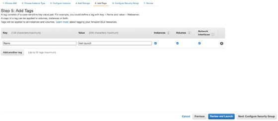 Add a tag with the ability to a name and value to an EC2 instance.