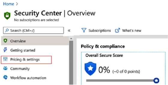 Overview of the Security Center blade in the Azure portal