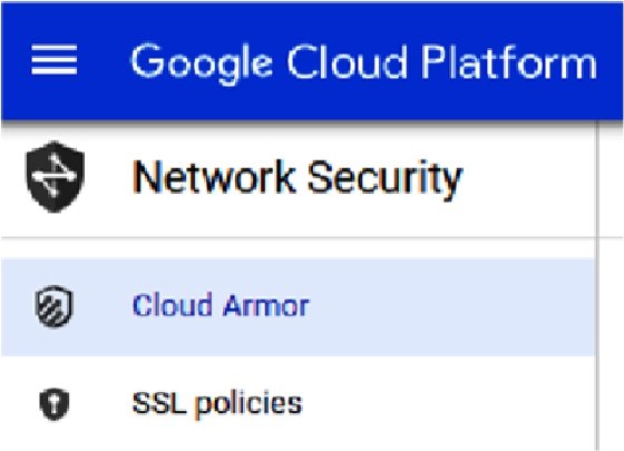 Menu of Cloud Armor in GCP