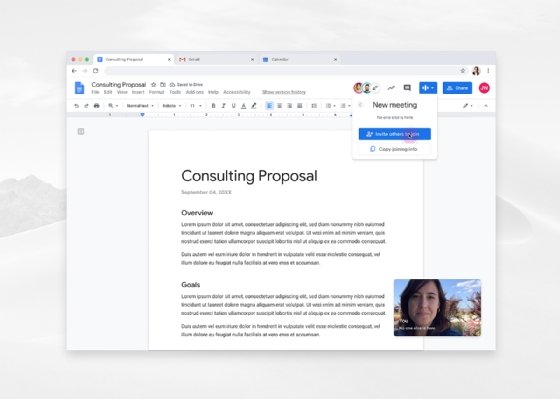 Screenshot of Google Workspace apps in use