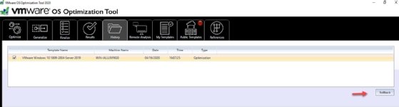 Rollback function in History tab