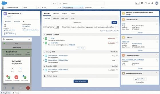 RingCentral provides calling in Salesforce