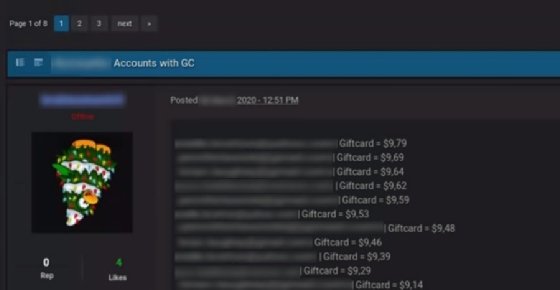 Screenshot of a post from dark web marketplace RaidForums