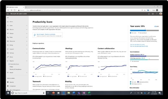 Microsoft Productivity Score screen