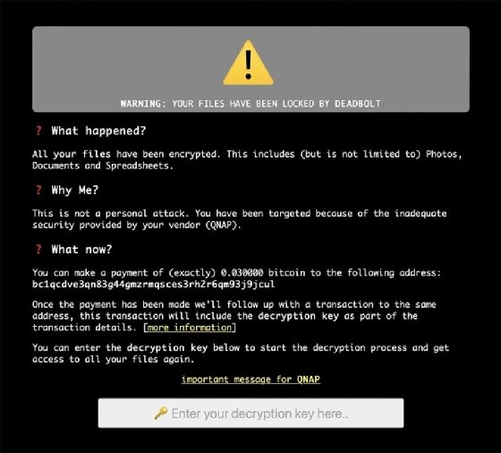 deadbolt ransomware qnap nas network attached storage