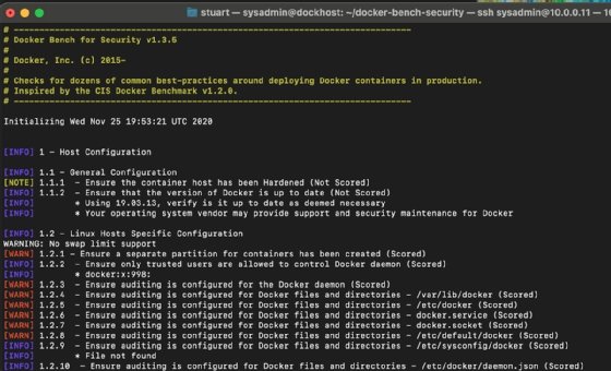 A generic test run of Docker Bench for Security
