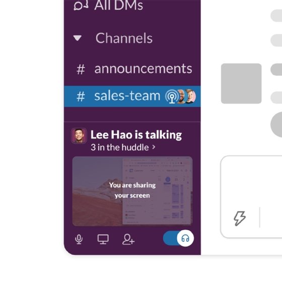 Capture d'écran d'une réunion vidéo dans Huddles de Slack
