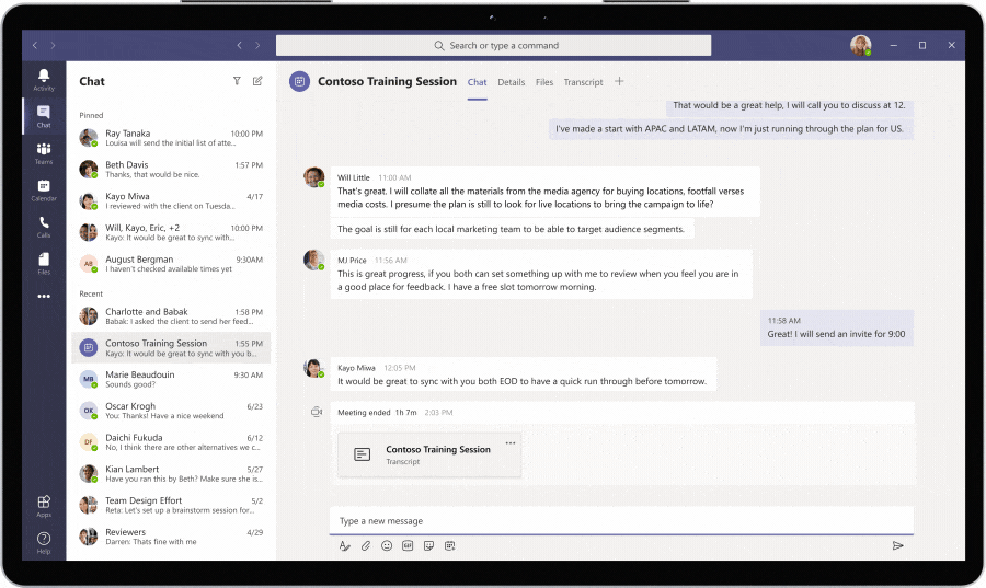 Microsoft Teams adds live transcription feature that provides a near-real-time record of meetings.