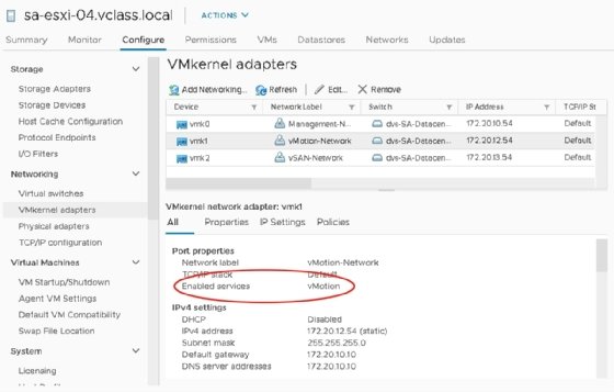 VMware vMotion în vCenter