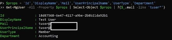 Azure AD user properties