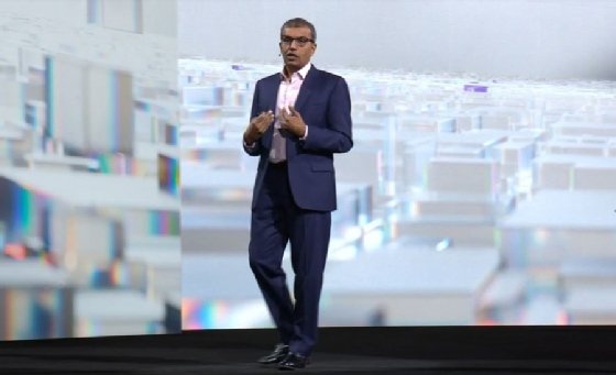 Anil Chakravarthy, Adobe president of digital experience business, onstage at Adobe Summit 2023.
