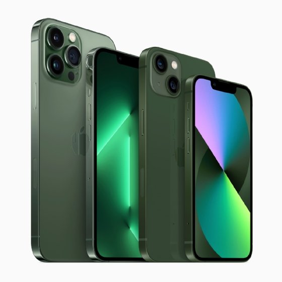 Photo of iPhone 13 models in new green tints