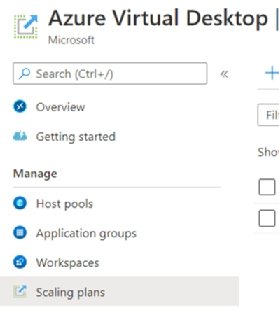 The scaling plans option within the AVD tenant