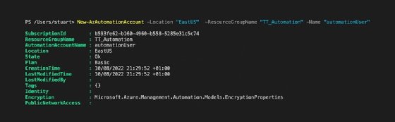 The screenshot shows the automation user was created.