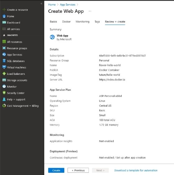 Review the Azure web app