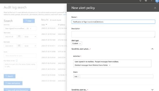 New Office 365 Alert Policy