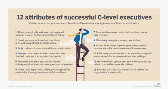 A list of characteristics of successful C-level executives