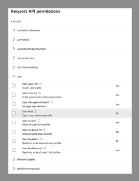 Abbildung 2: Überprüfen Sie in Azure Active Directory die API-Berechtigungen, die im Registrierungsprozess der App verwendet werden sollen.