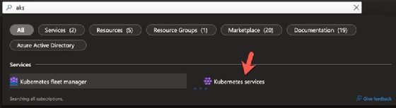 AKS service homepage within Azure.